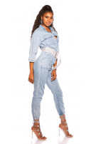 Trendy lichtwash jeans-overall blauw